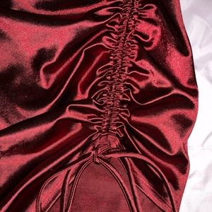 Silk Red Rusche Dress